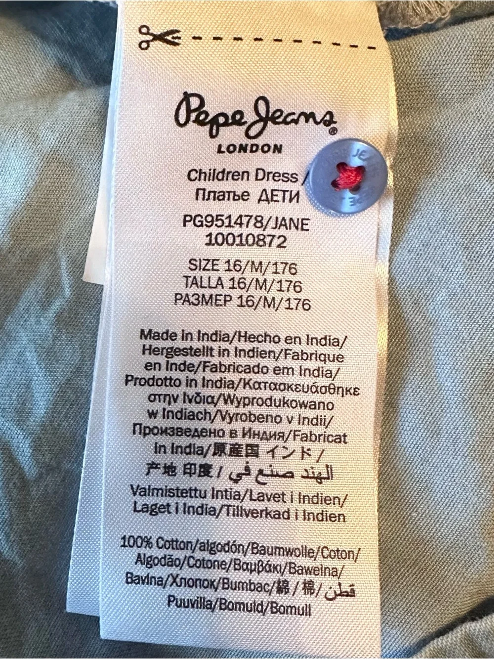 Pepe Jeans Jane Blue Denim Shift Dress 16 Girls Red White Embroidered Aztec